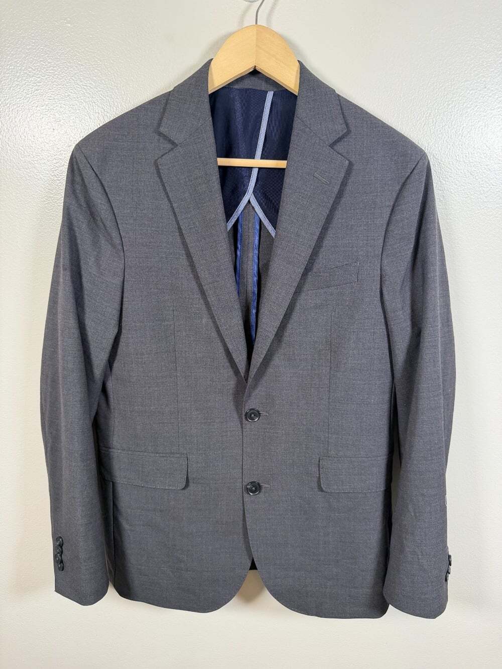Cole Haan Grand 0s Blazer Jacket Size 38 R Gray Wool Blend Career Work Business
